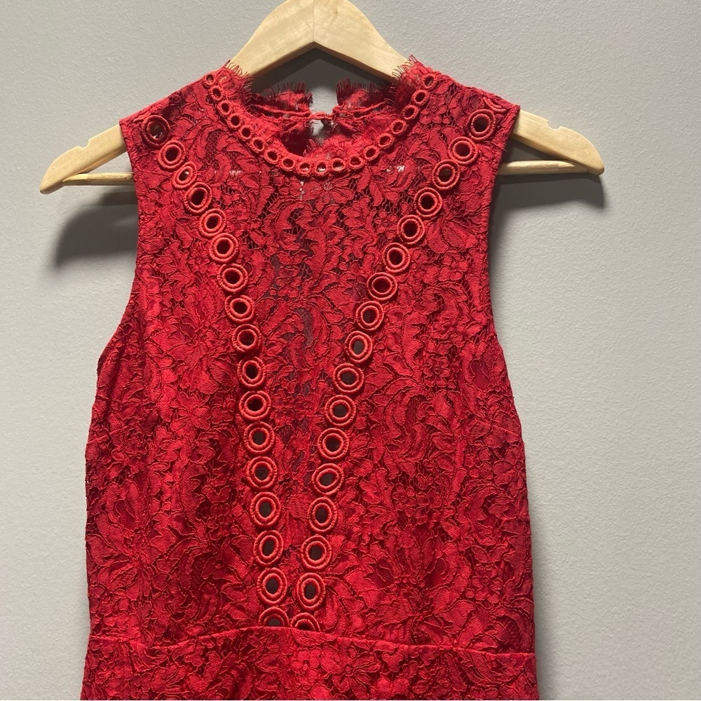 Saylor x Free People Red Lace Open Back Mini Dress - Picture 5 of 8